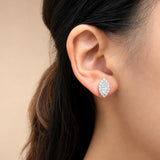 Lab Grown Diamond Halo Stud Earrings Marquise 0.63 ct 14K White Gold