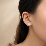 Lab Grown Diamond Halo Stud Earrings Trillion 0.59 ct 14K White Gold