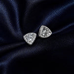 Lab Grown Diamond Halo Stud Earrings Trillion 0.59 ct 14K White Gold