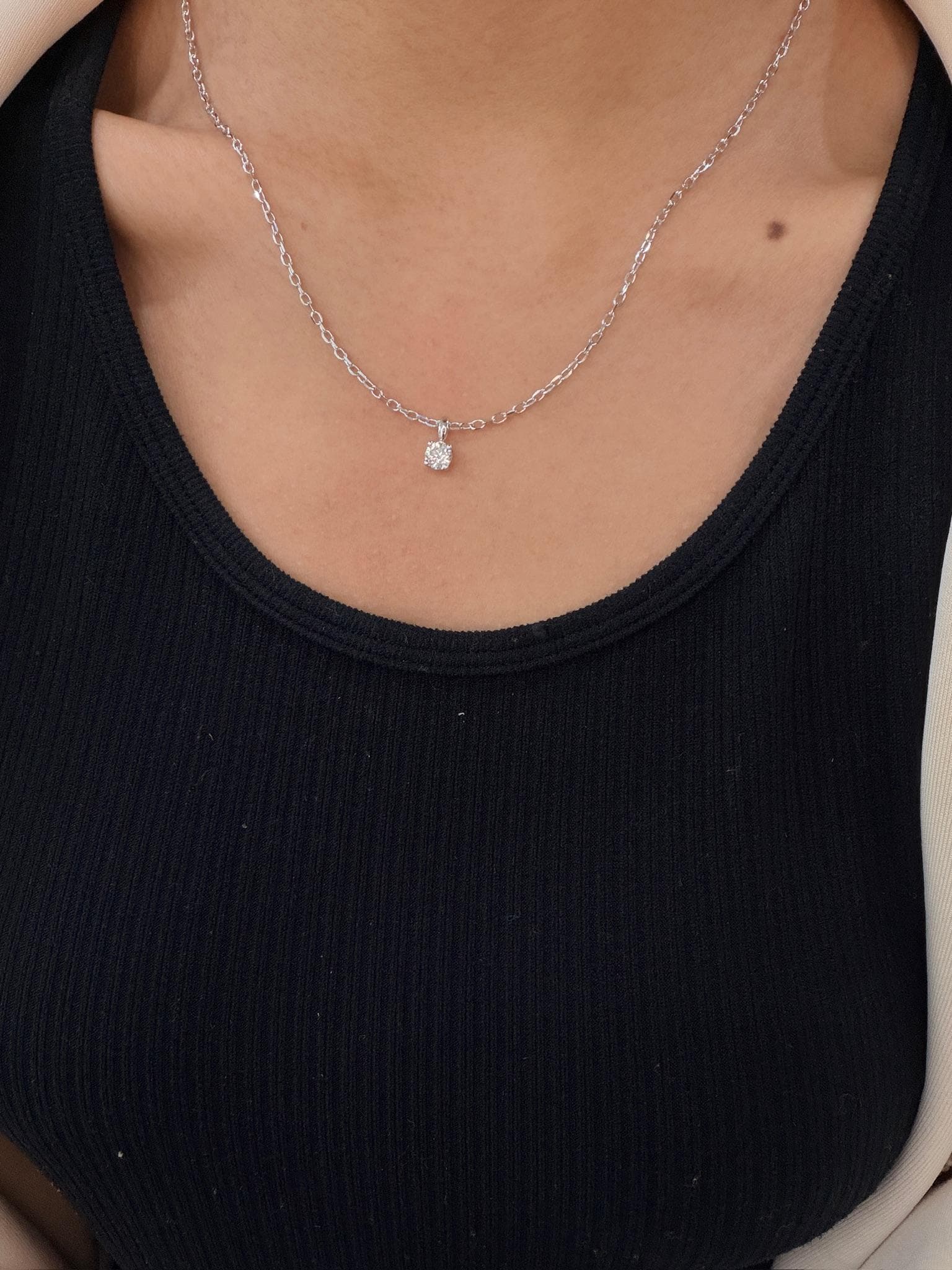 Lab Grown Diamond Solitaire Necklace 925 Sterling Silver