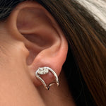 Lab Grown Diamond Huggie Earrings, Oval 0.79 ct 9K White Gold