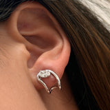 Lab Grown Diamond Huggie Earrings, Oval 0.79 ct 9K White Gold