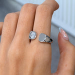 Oval Lab Grown Diamond Signet Ring 0.41 ct 925 Sterling Silver