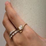 Marquise Lab Grown Diamond Ring 925 Sterling Silver Curved Band