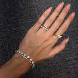 Marquise Lab Grown Diamond Ring 925 Sterling Silver Curved Band