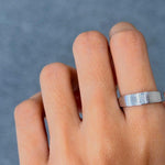 Baguette Lab Grown Diamond Band 925 Sterling Silver Brushed