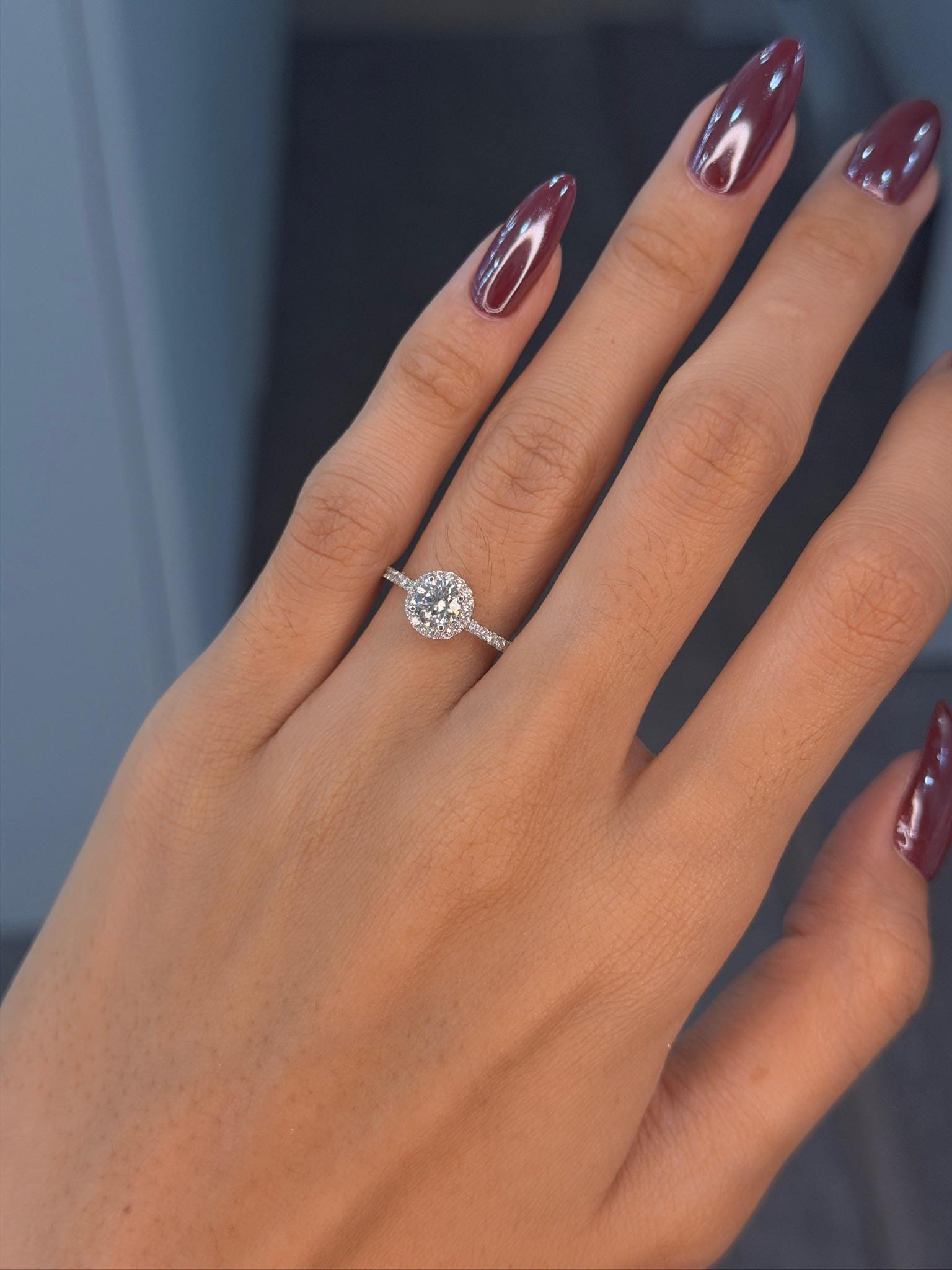 Round Halo Engagement Ring 0.5ct