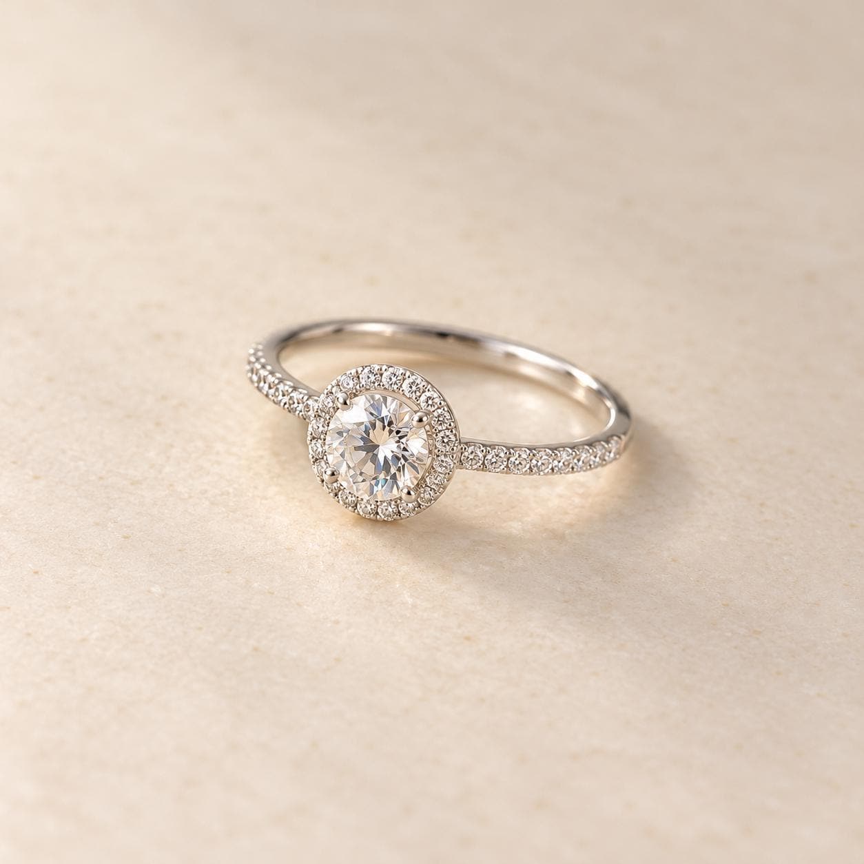 Round Halo Engagement Ring 0.5ct