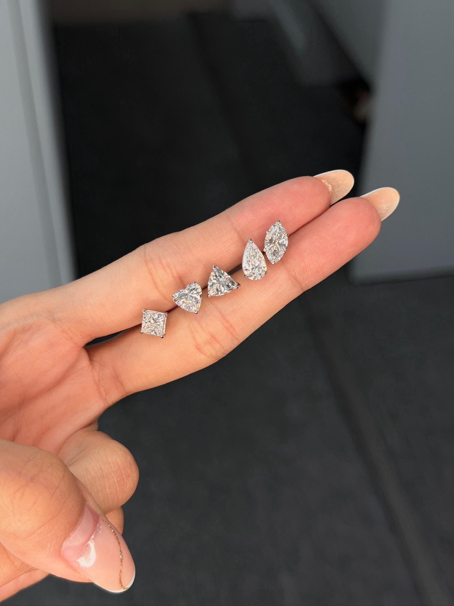 Trillion Lab Grown Diamond Stud Earrings 1 ct 18K White Gold