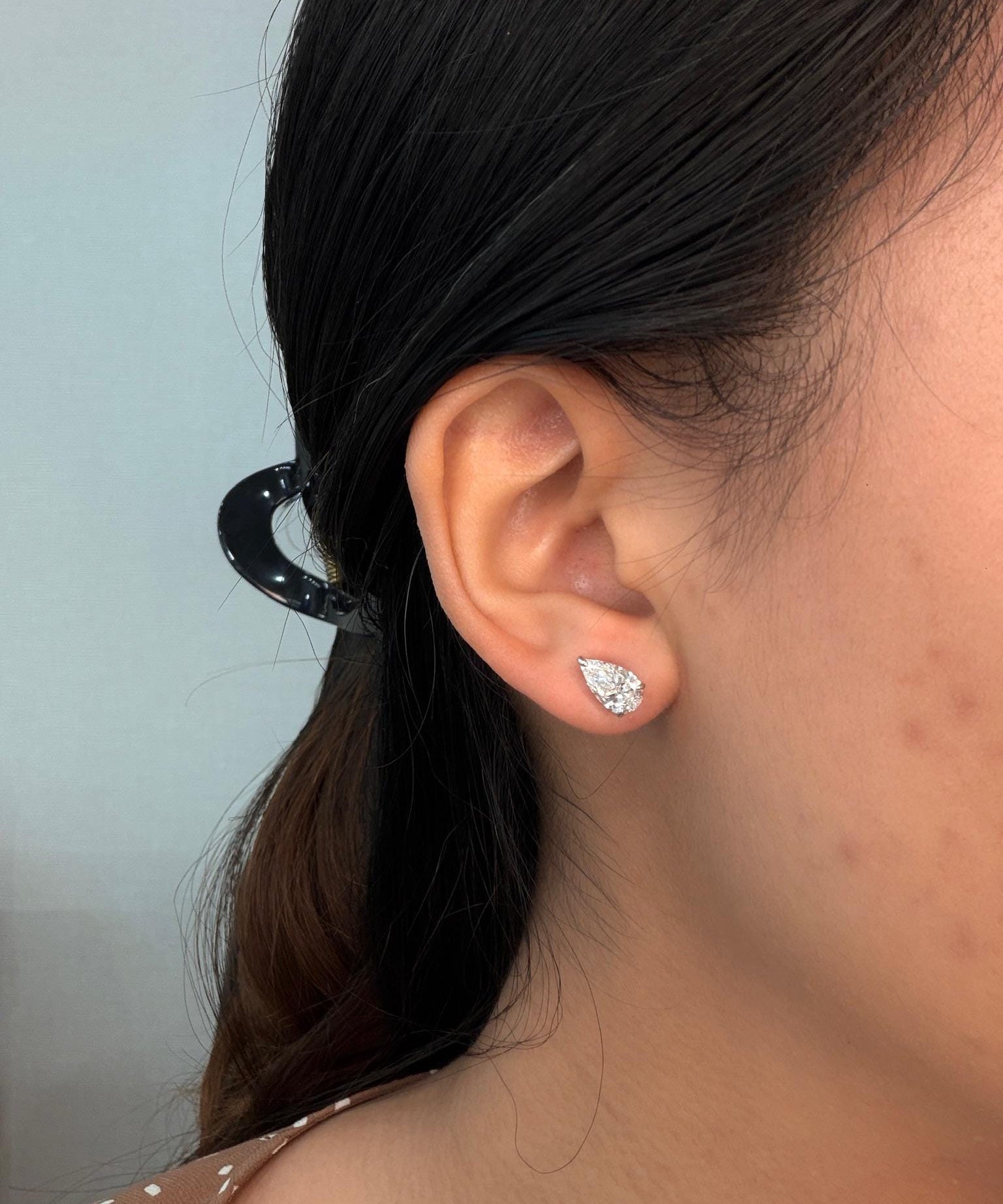 Pear Lab Grown Diamond Stud Earrings 1 ct 18K White Gold