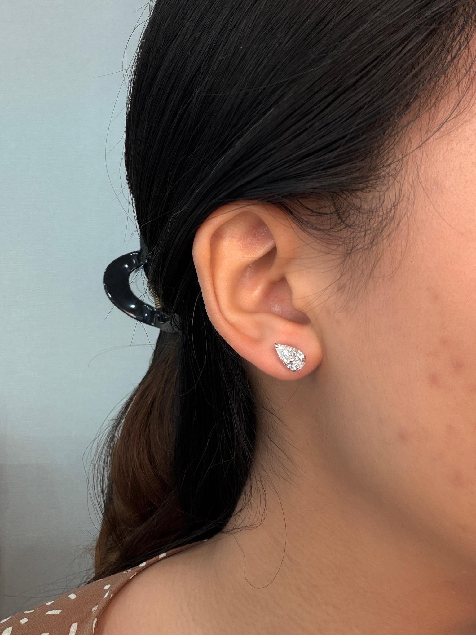 Pear Lab Grown Diamond Stud Earrings 1 ct 18K White Gold