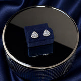 Lab Grown Diamond Halo Stud Earrings Trillion 0.59 ct 14K White Gold