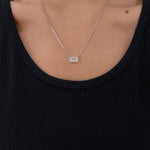 2 ct Emerald Cut Lab Grown Diamond Necklace 14K White Gold