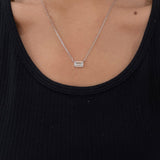 2 ct Emerald Cut Lab Grown Diamond Necklace 14K White Gold