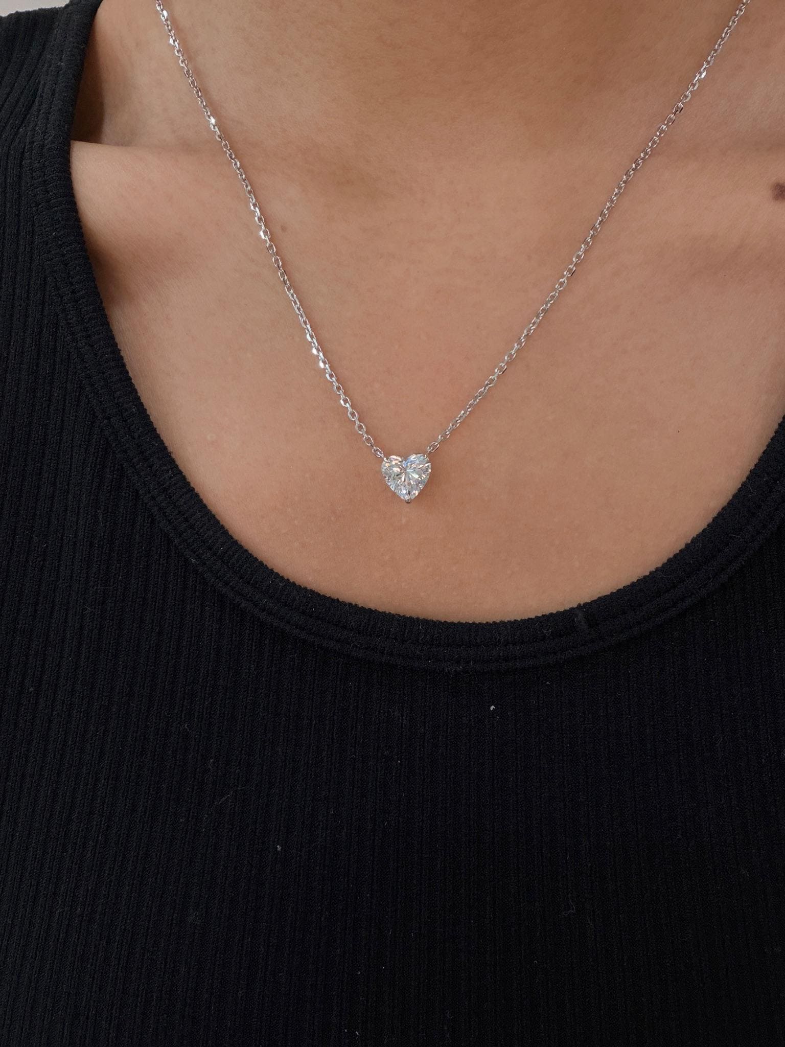 2 ct Heart Lab Grown Diamond Necklace 14K White Gold