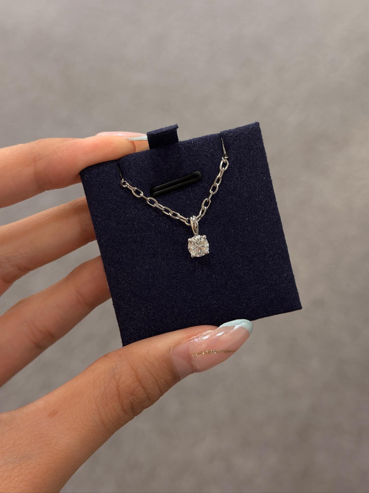 Lab Grown Diamond Solitaire Necklace 925 Sterling Silver