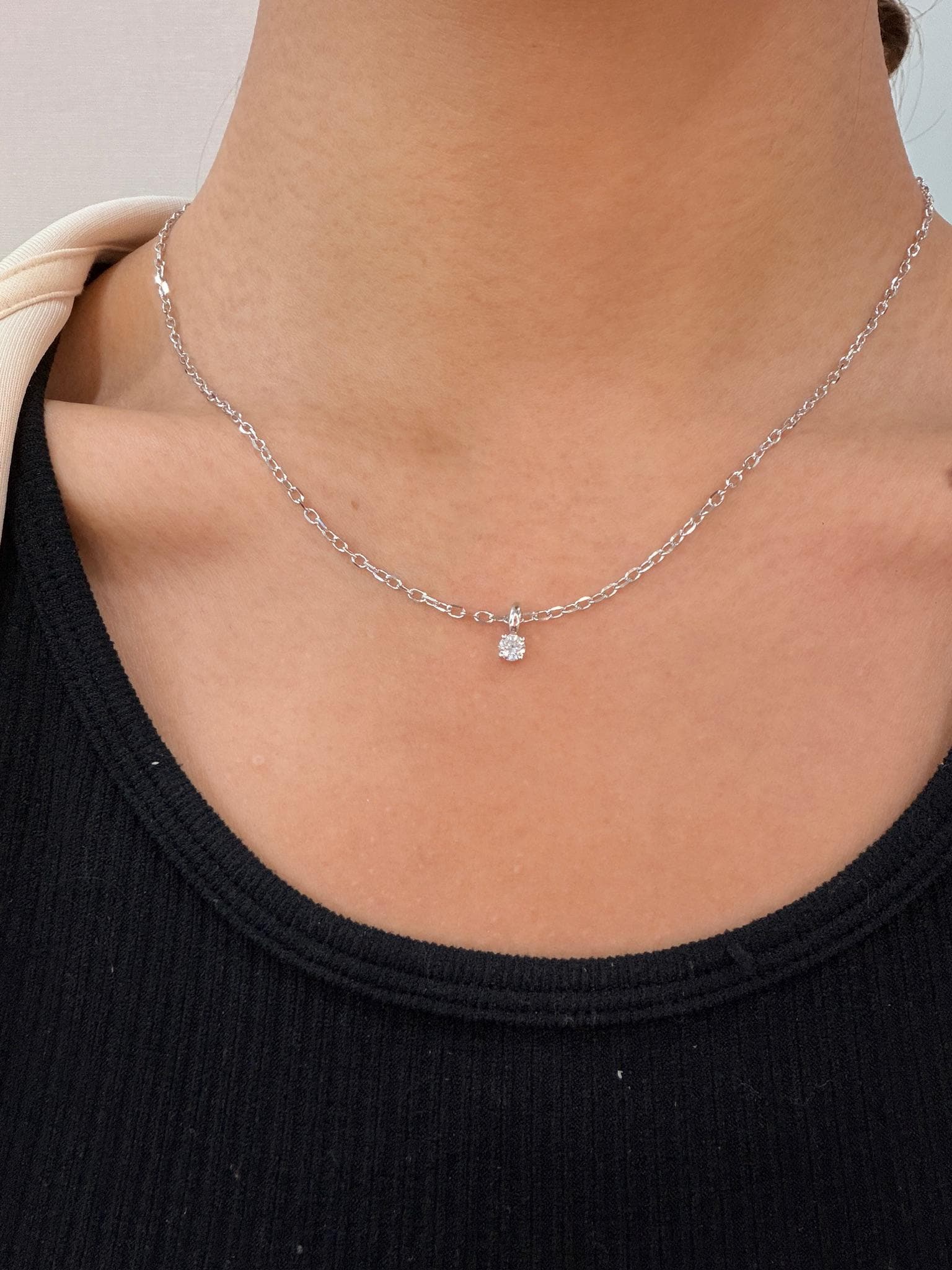 Lab Grown Diamond Solitaire Necklace 925 Sterling Silver