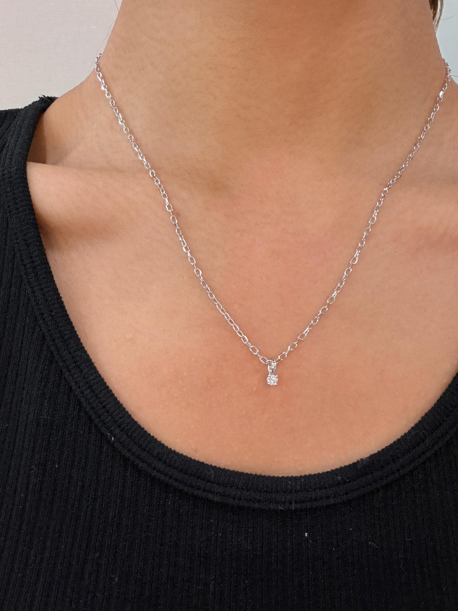 Lab Grown Diamond Solitaire Necklace 925 Sterling Silver