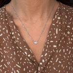 Pear Lab Grown Diamond Necklace Two Stone 925 Sterling Silver