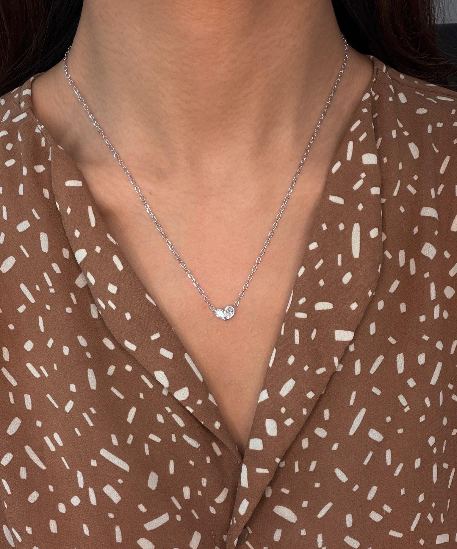 Pear Lab Grown Diamond Necklace Two Stone 925 Sterling Silver