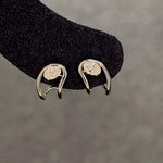 Lab Grown Diamond Huggie Earrings, Oval 0.79 ct 9K White Gold