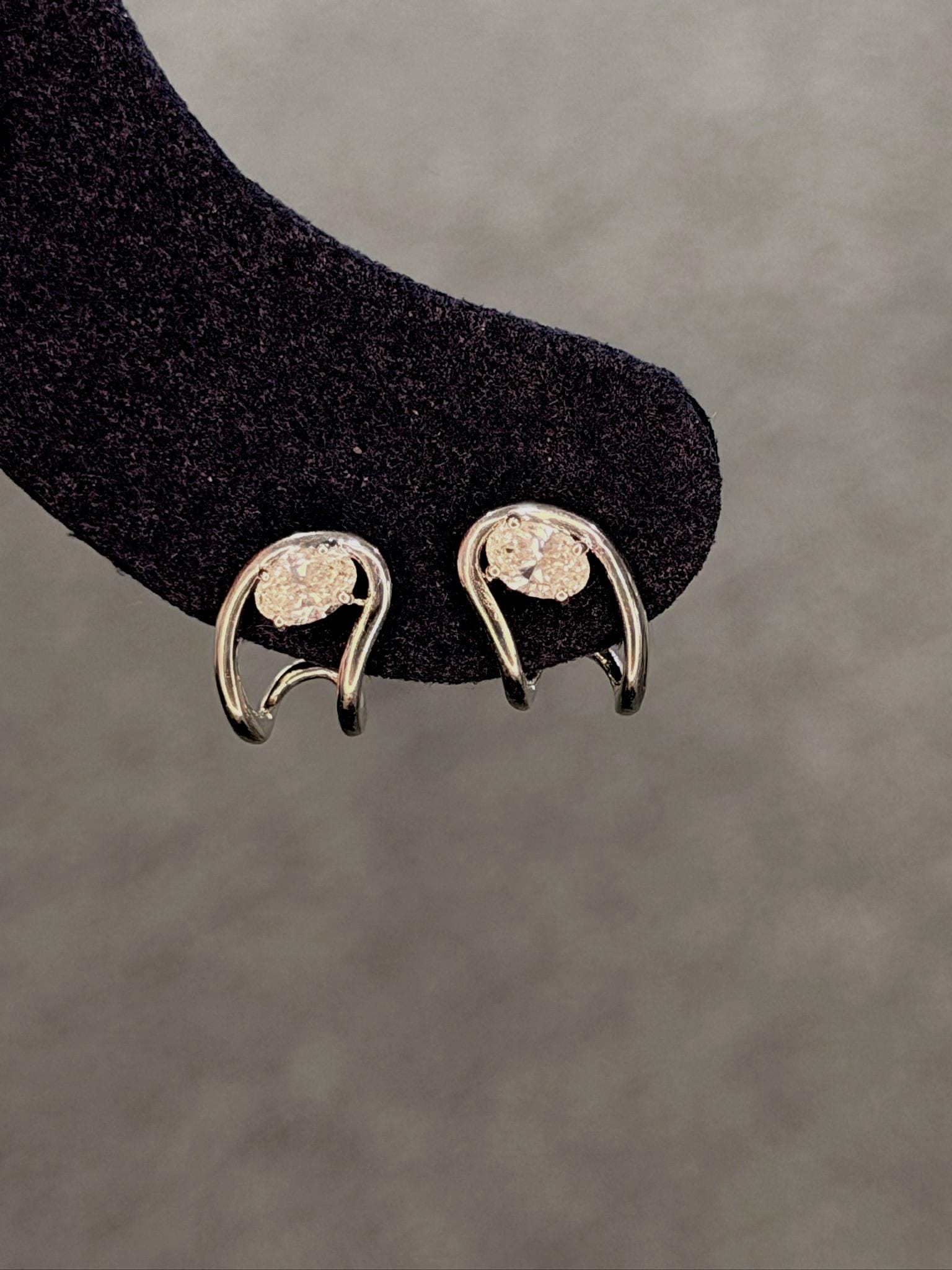 Lab Grown Diamond Huggie Earrings, Oval 0.79 ct 9K White Gold