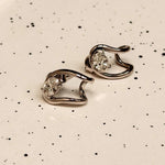 Lab Grown Diamond Huggie Earrings, Oval 0.79 ct 9K White Gold