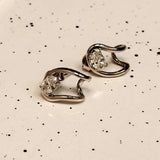 Lab Grown Diamond Huggie Earrings, Oval 0.79 ct 9K White Gold