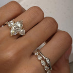 Marquise Lab Grown Diamond Ring 925 Sterling Silver Curved Band