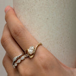 1.05 ct Oval Lab Grown Diamond Ring 9K Yellow Gold Wave Band