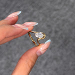 1.05 ct Oval Lab Grown Diamond Ring 9K Yellow Gold Wave Band