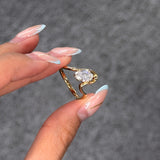 1.05 ct Oval Lab Grown Diamond Ring 9K Yellow Gold Wave Band