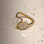 1.05 ct Oval Lab Grown Diamond Ring 9K Yellow Gold Wave Band
