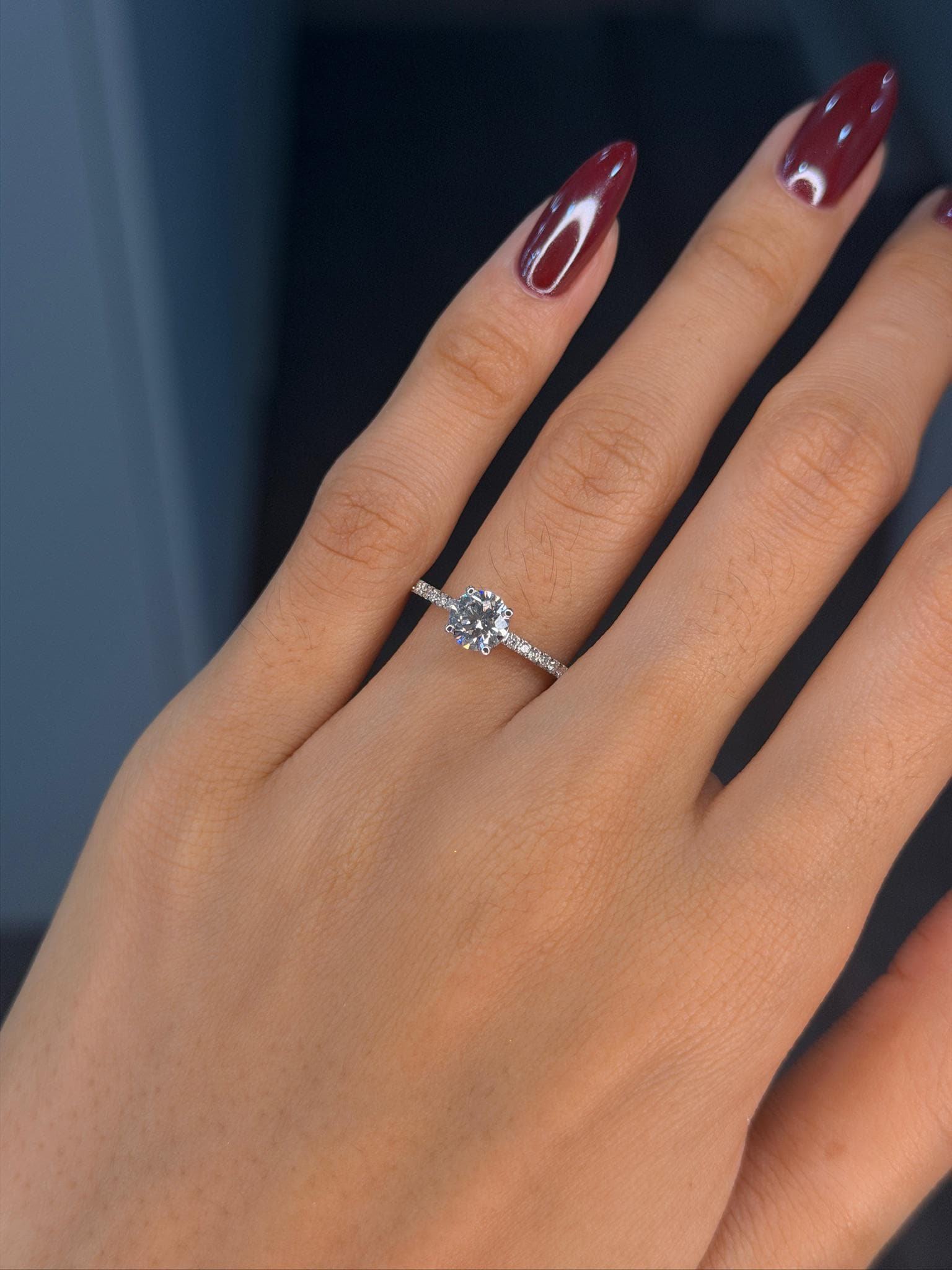 Round Pavé Engagement Ring 0.75ct