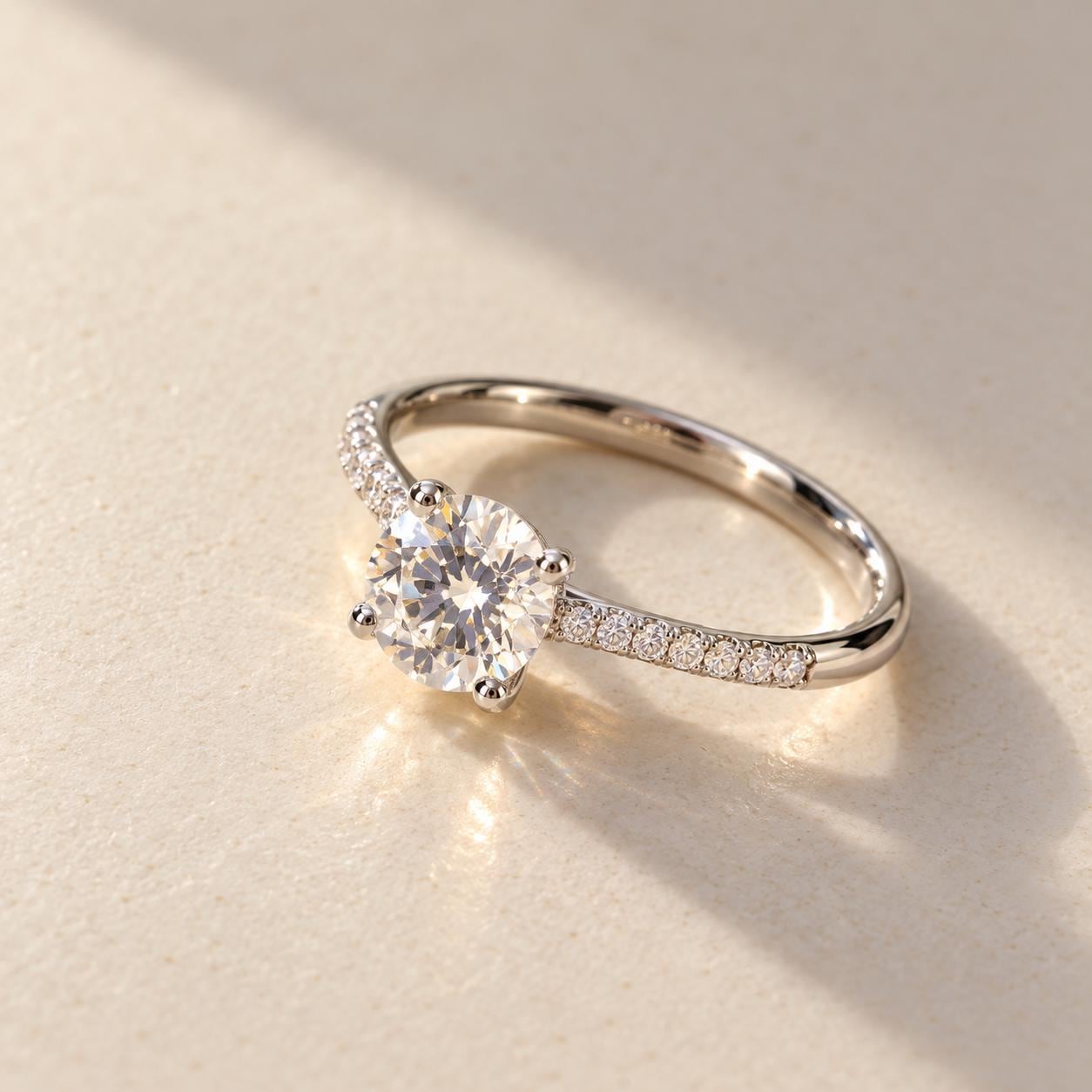 Round Pavé Engagement Ring