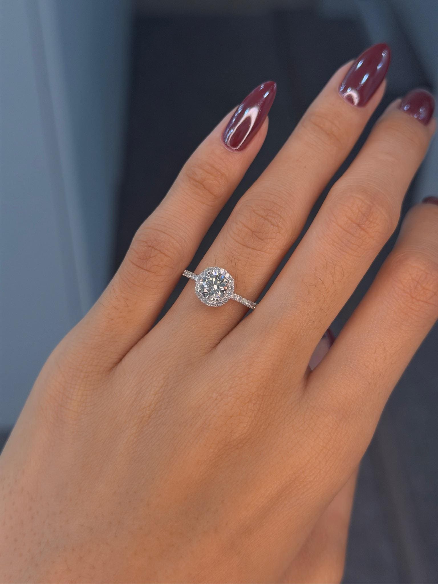Round Halo Engagement Ring 0.75ct